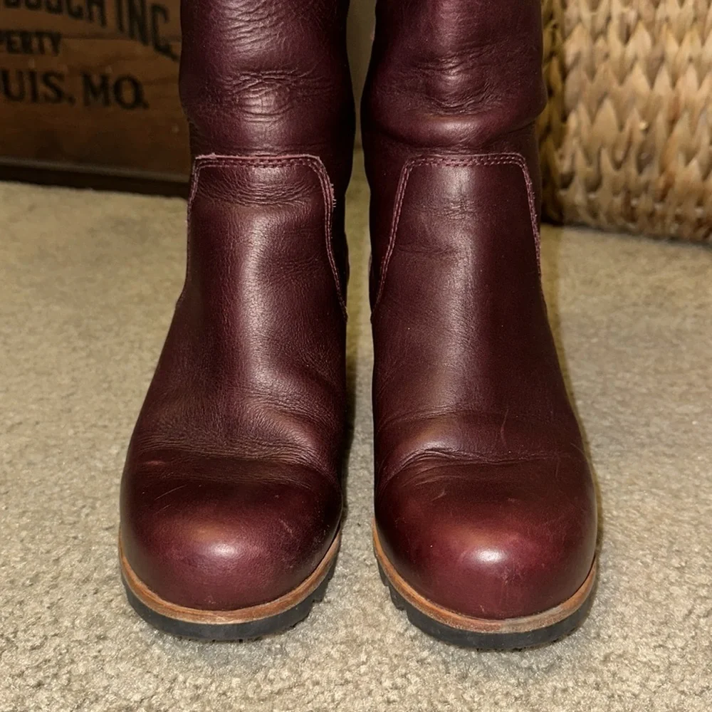 SOREL WOMEN'S FIONA OTK LUX Over the Knee Leather Boot Wine Burgundy Size 7
